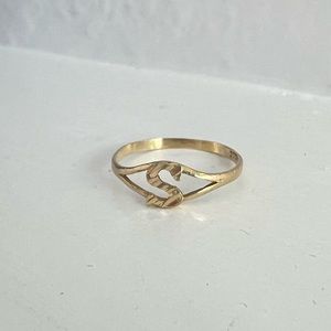 Vintage 10K Gold Initial Letter S Ring Size 8